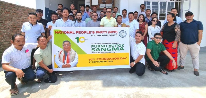 Members of NPP Nagaland State observing the party’s 10th Foundation Day in Duncan Bosti, Dimapur on September 1. The foundation day also coincided with the observance of the 75th Birth Anniversary of the party’s founder, Late PA Sangma. The State President, Dr Andrew Ahoto Sema inaugurated of the Dimapur District Party Office during the occasion.  (Photo Courtesy: NPP Nagaland)